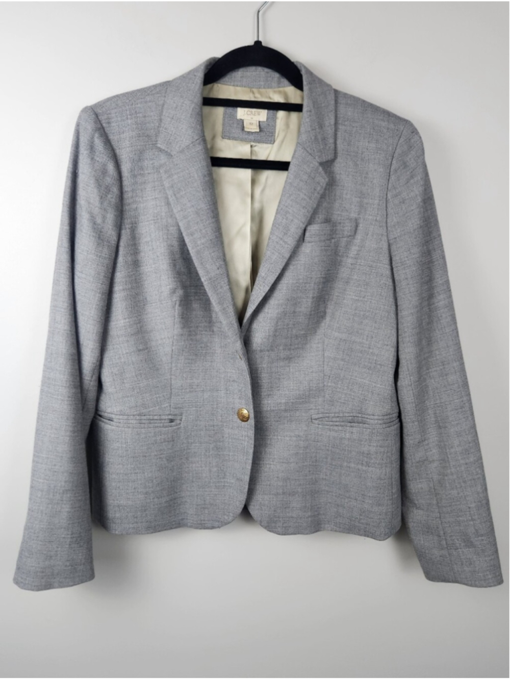 J Crew Lightweight Wool Blend Gray Two Button Blazer Size 12 Prep Preppy Office - Picture 2 of 16
